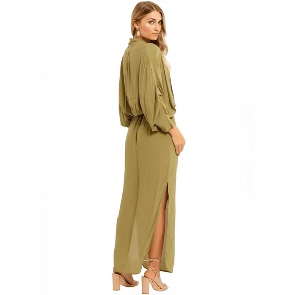 S/W/F Plunge Dress in Amazon Green - Picture 3 of 16